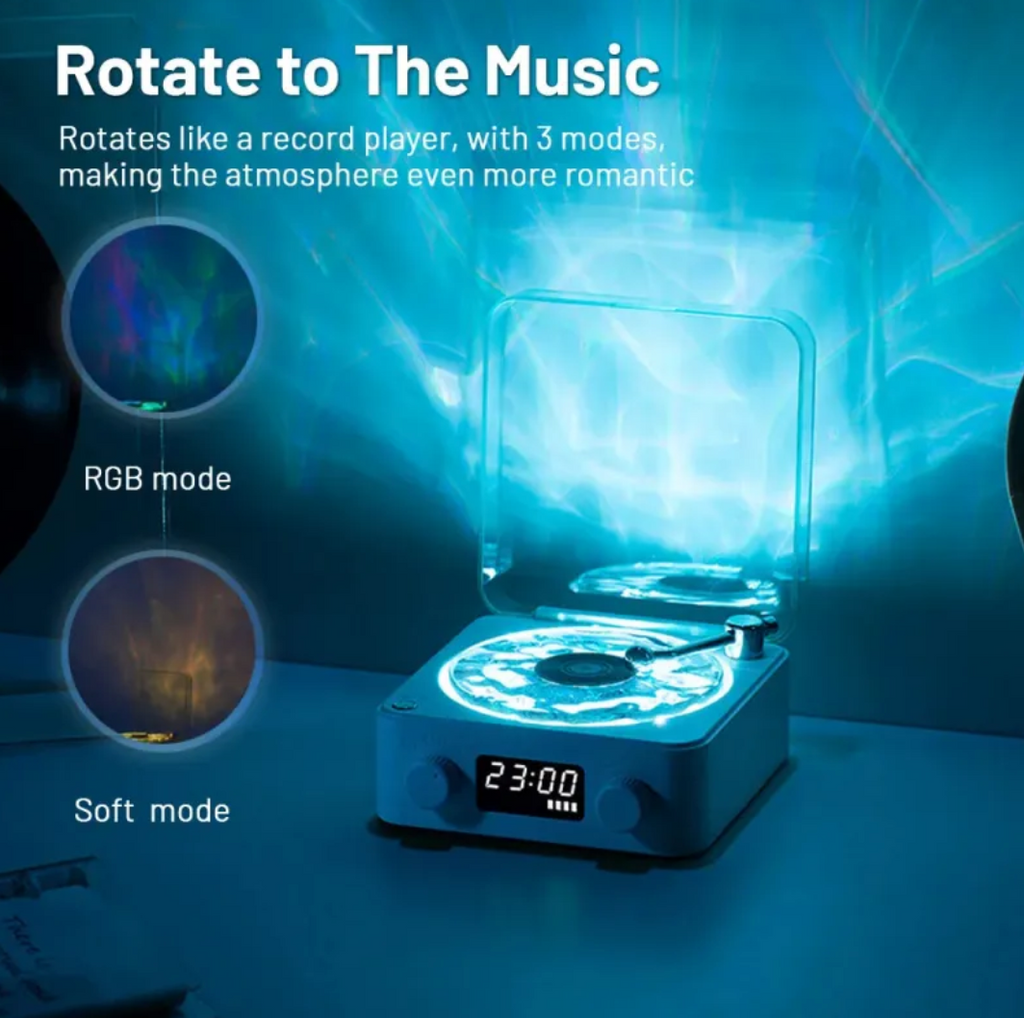 Retro Bluetooth Turntable Speaker with RGB Light