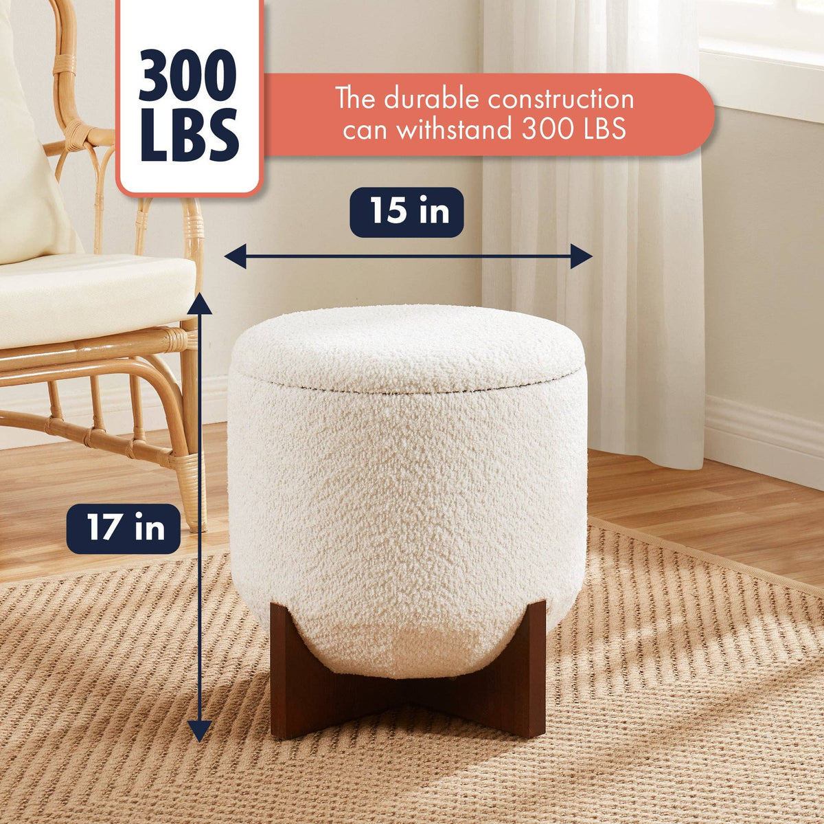 Bradford Round Boucle Ottoman