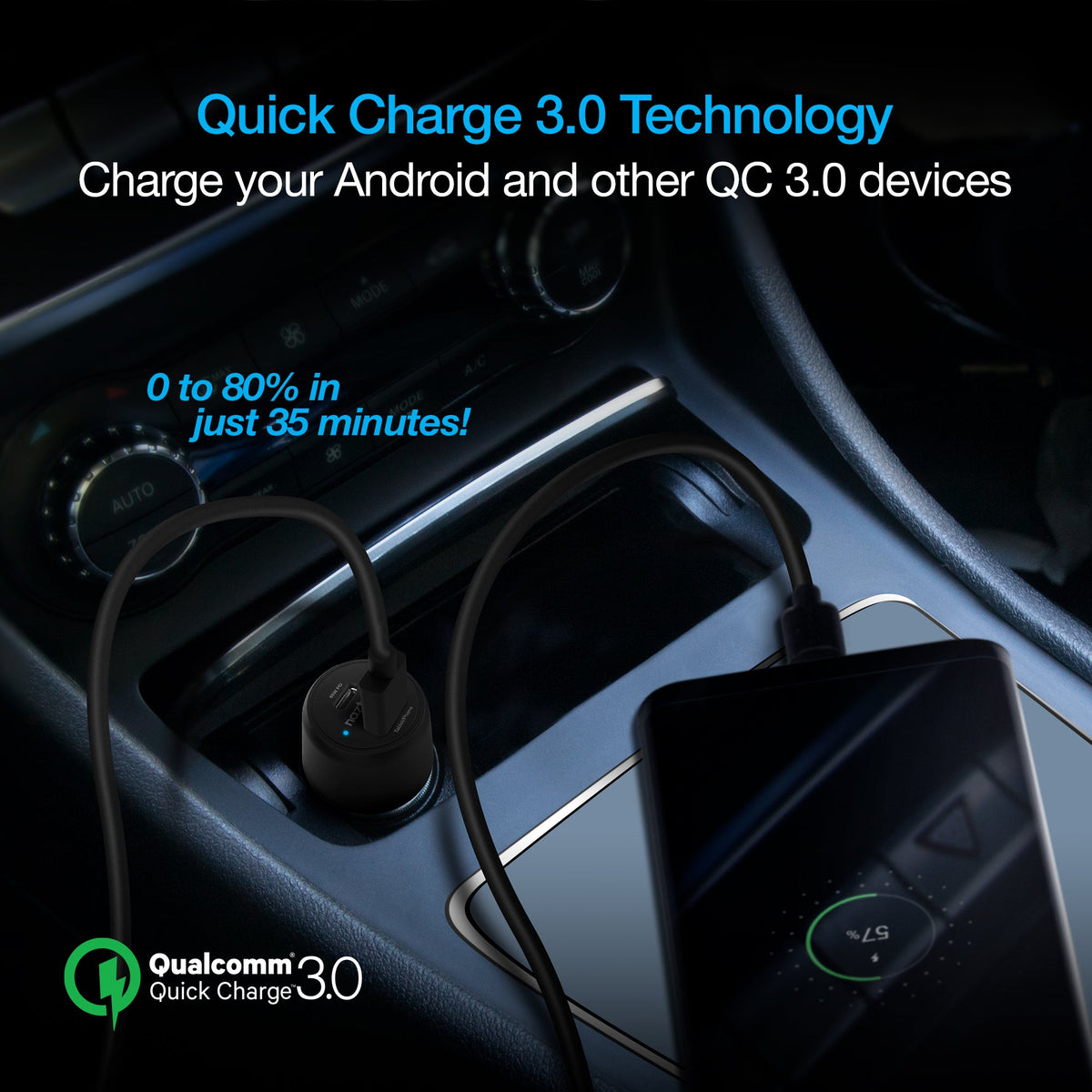 Naztech SpeedMax65 PD65W + QC3 Car Charger