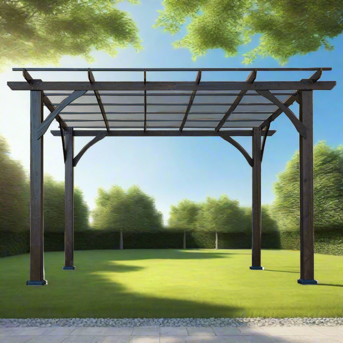 [10X12FT] Premium Outdoor Brown Cedar Wood Pergola For Spacious Patios (SAK45639)