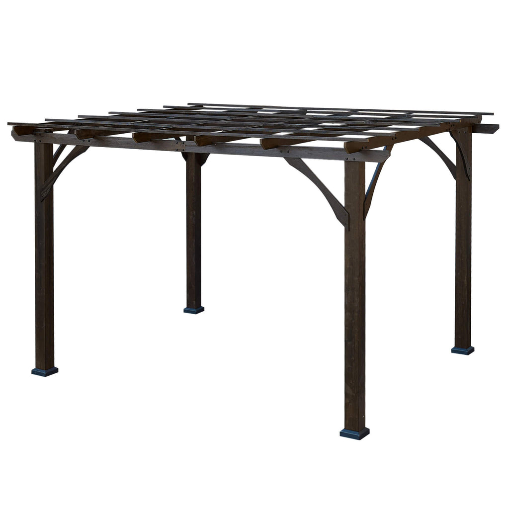 [10X12FT] Premium Outdoor Brown Cedar Wood Pergola For Spacious Patios (SAK45639)