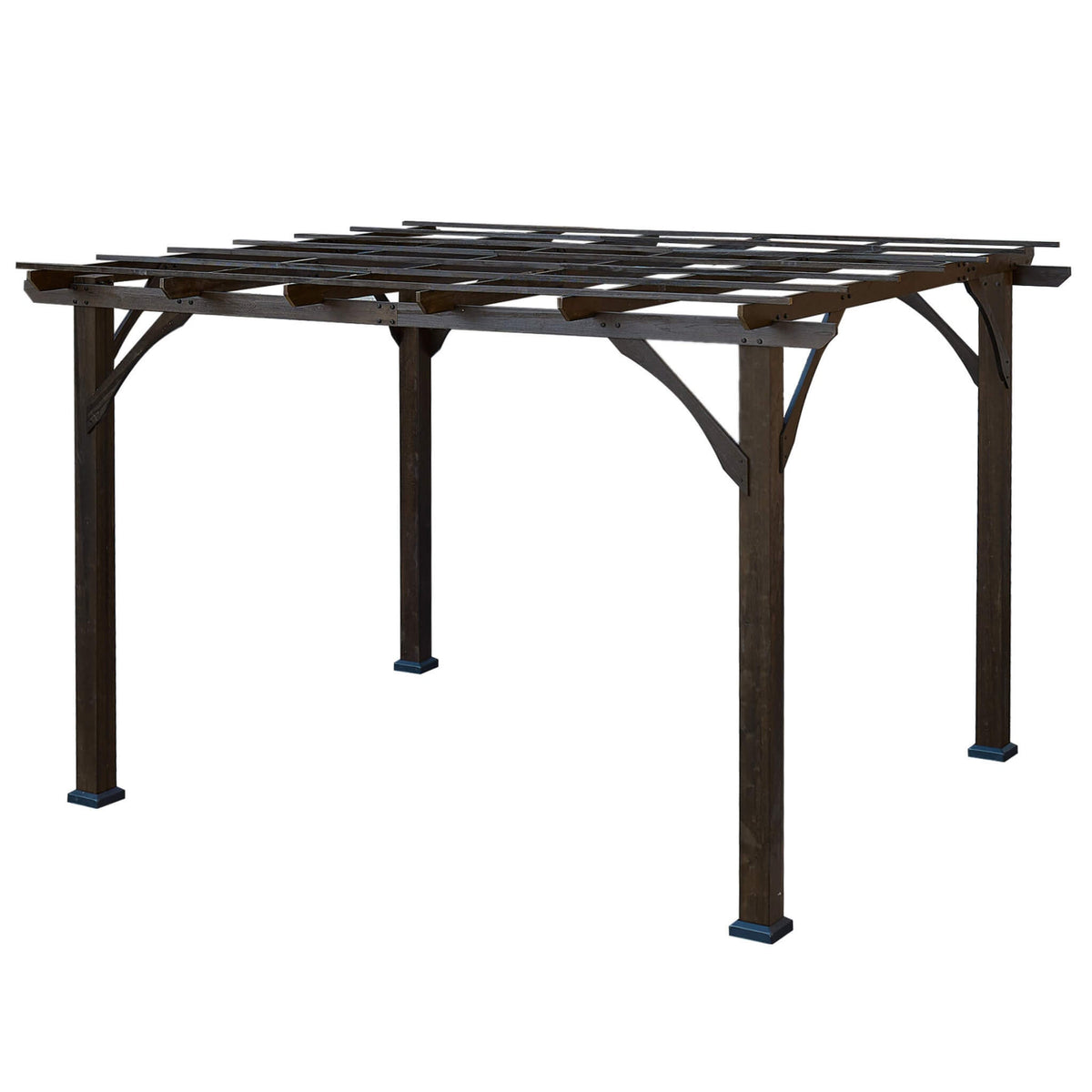 [10X12FT] Premium Outdoor Brown Cedar Wood Pergola For Spacious Patios (SAK45639)