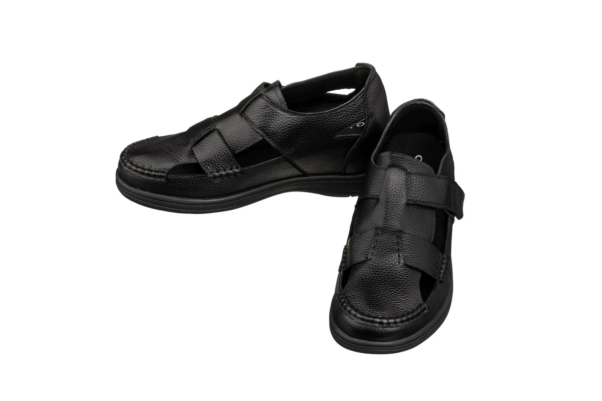 CALTO - K2661 - 3.2 Inches Taller (Black) - Casual Fisherman Sandal
