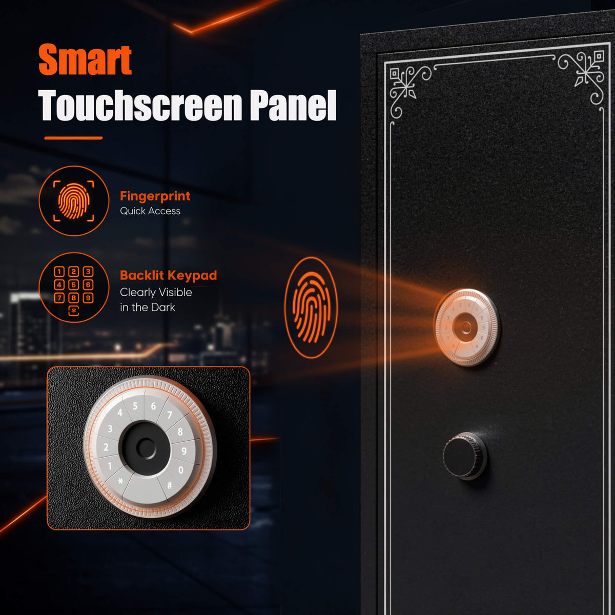 Extra-Large 12-Gun Fingerprint Lock Safe With Keypad, Alarm, Rifle And Pistol Storage (SAK94361)