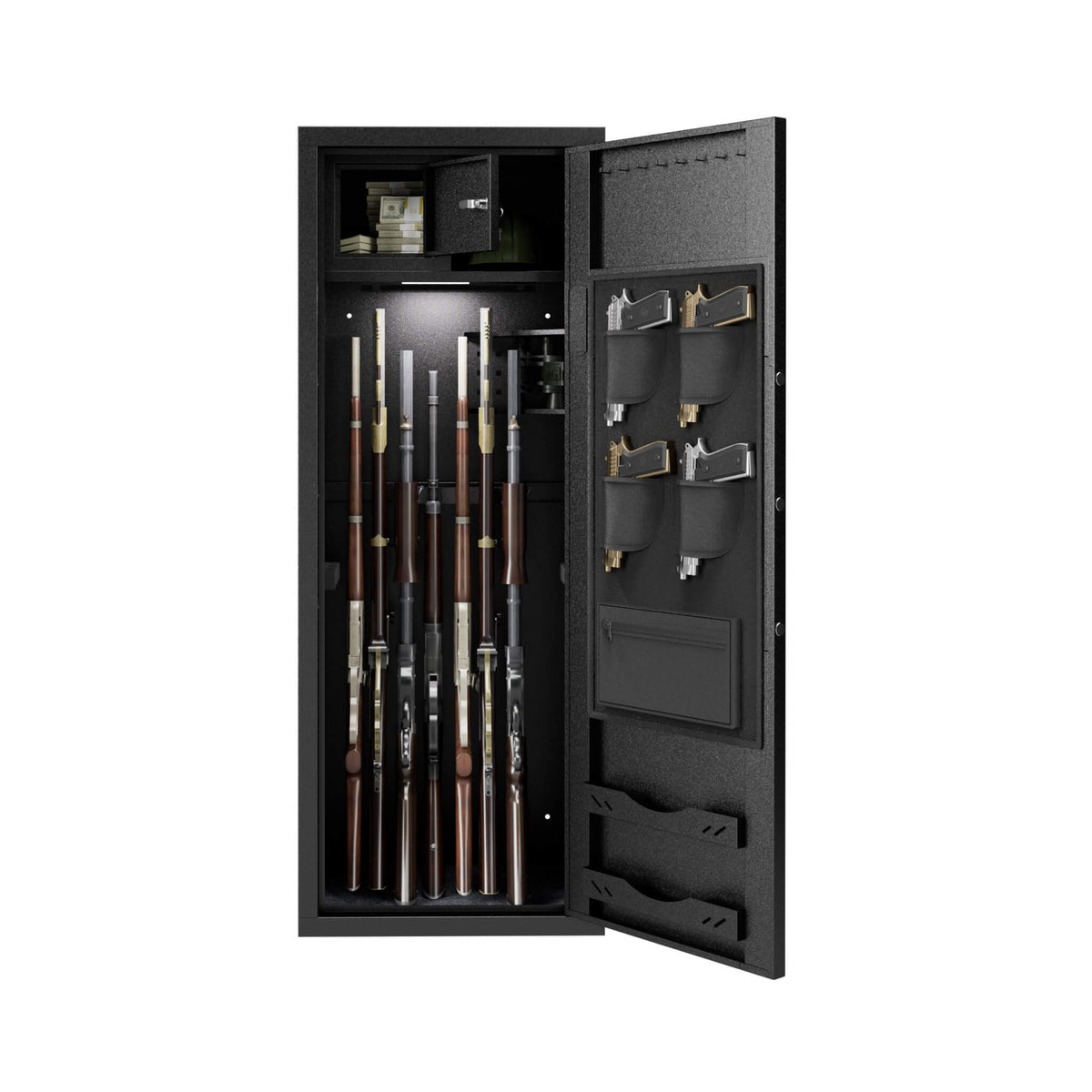 Extra-Large 12-Gun Fingerprint Lock Safe With Keypad, Alarm, Rifle And Pistol Storage (SAK94361)