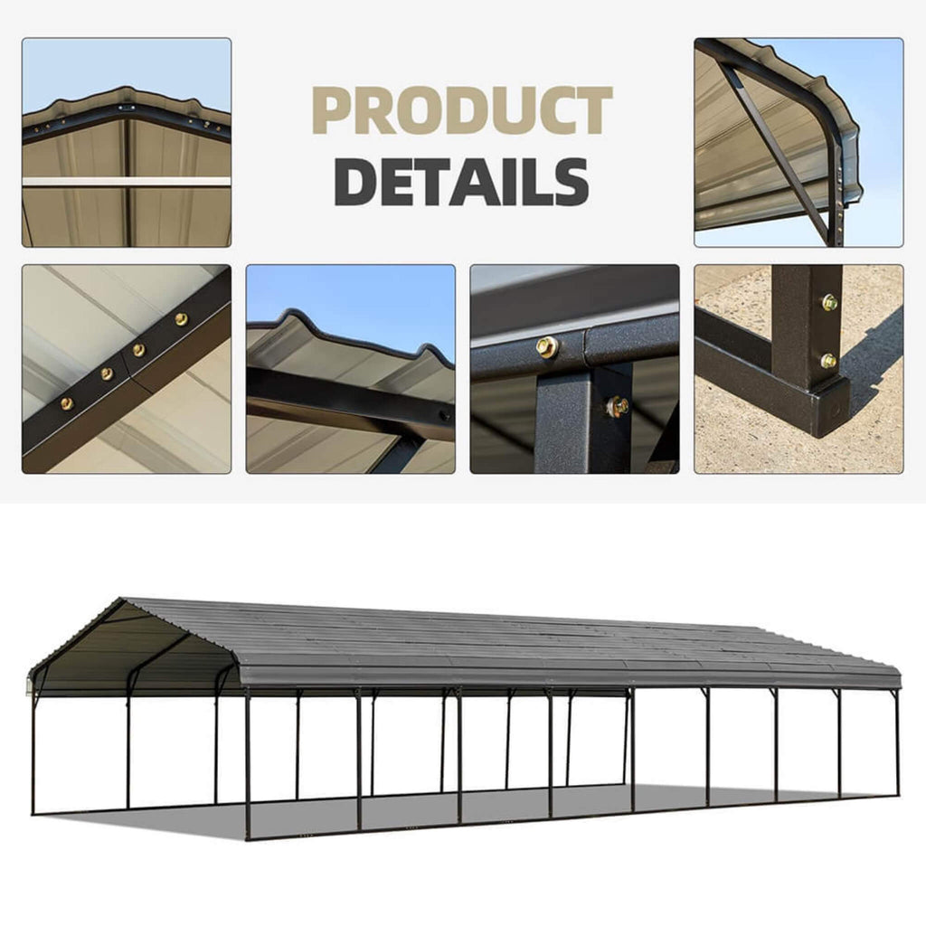 [20X40FT] Extra-Large Heavy-Duty Four Car Outdoor Metal Carport Canopy For Trucks, Boats And SUVs (SAK29713)