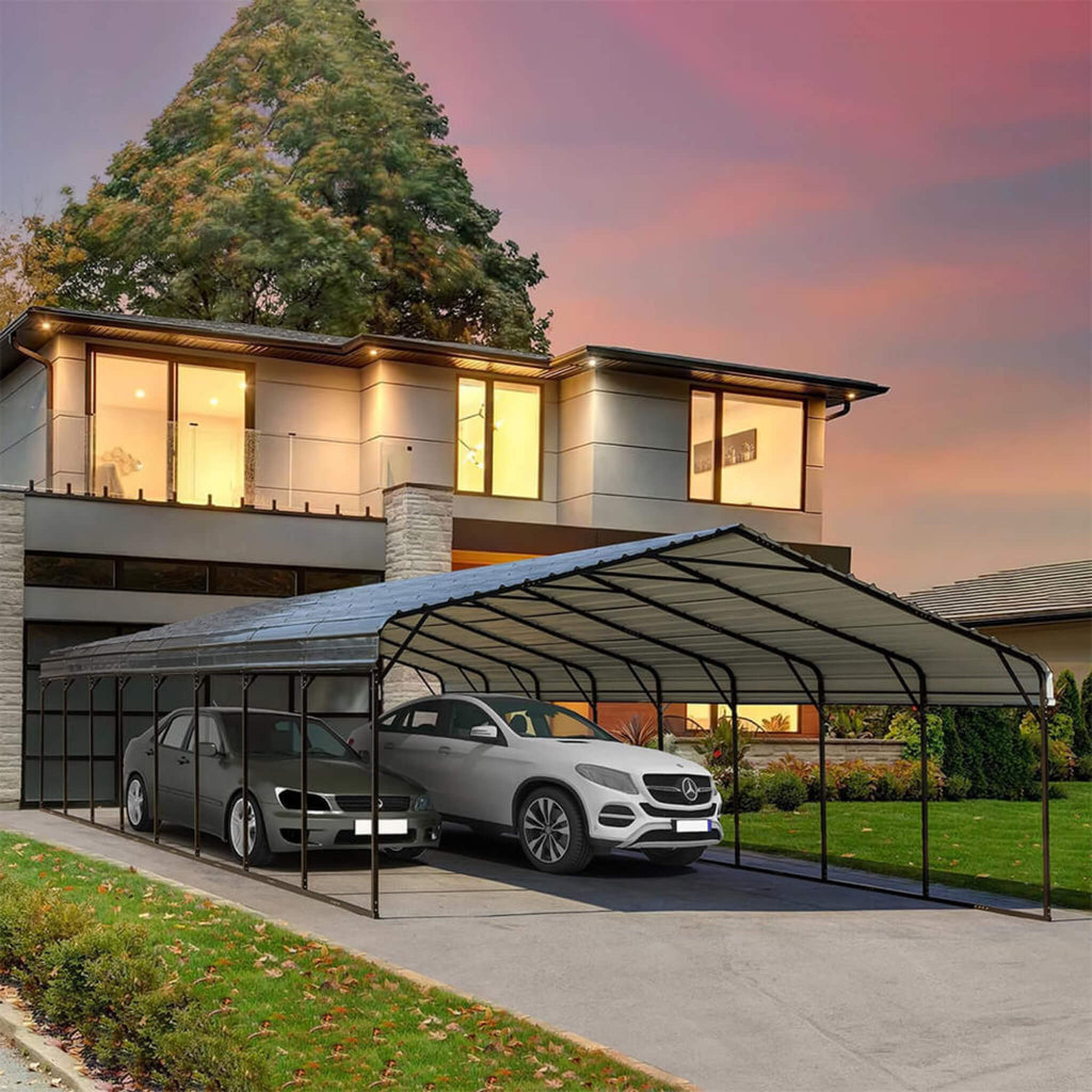 [20X40FT] Extra-Large Heavy-Duty Four Car Outdoor Metal Carport Canopy For Trucks, Boats And SUVs (SAK29713)