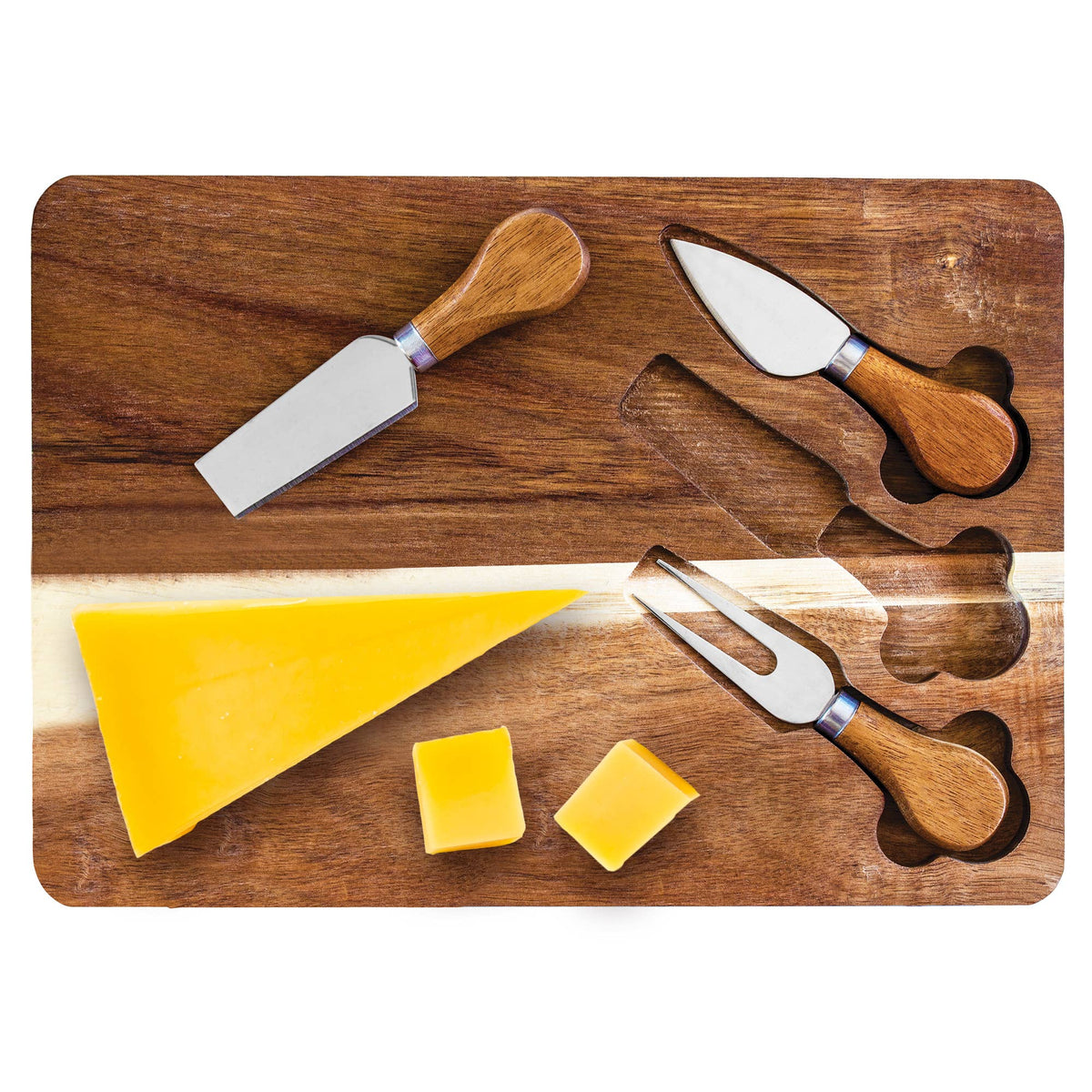 TB Home 4-Pc. Acacia Wood Cheese Board & Cheese Tool Set