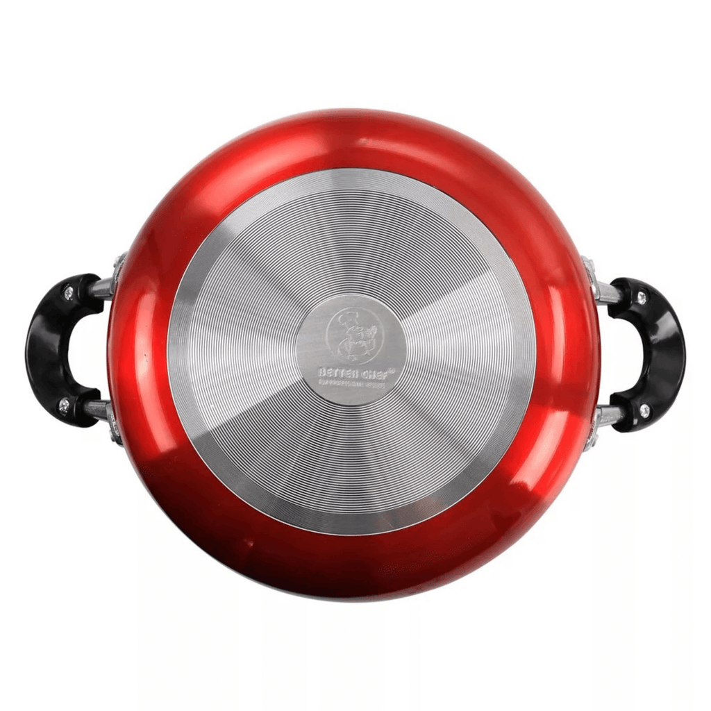 Better Chef 10" Aluminum Non-Stick Metallic Red Deep Fryer with Glass Lid