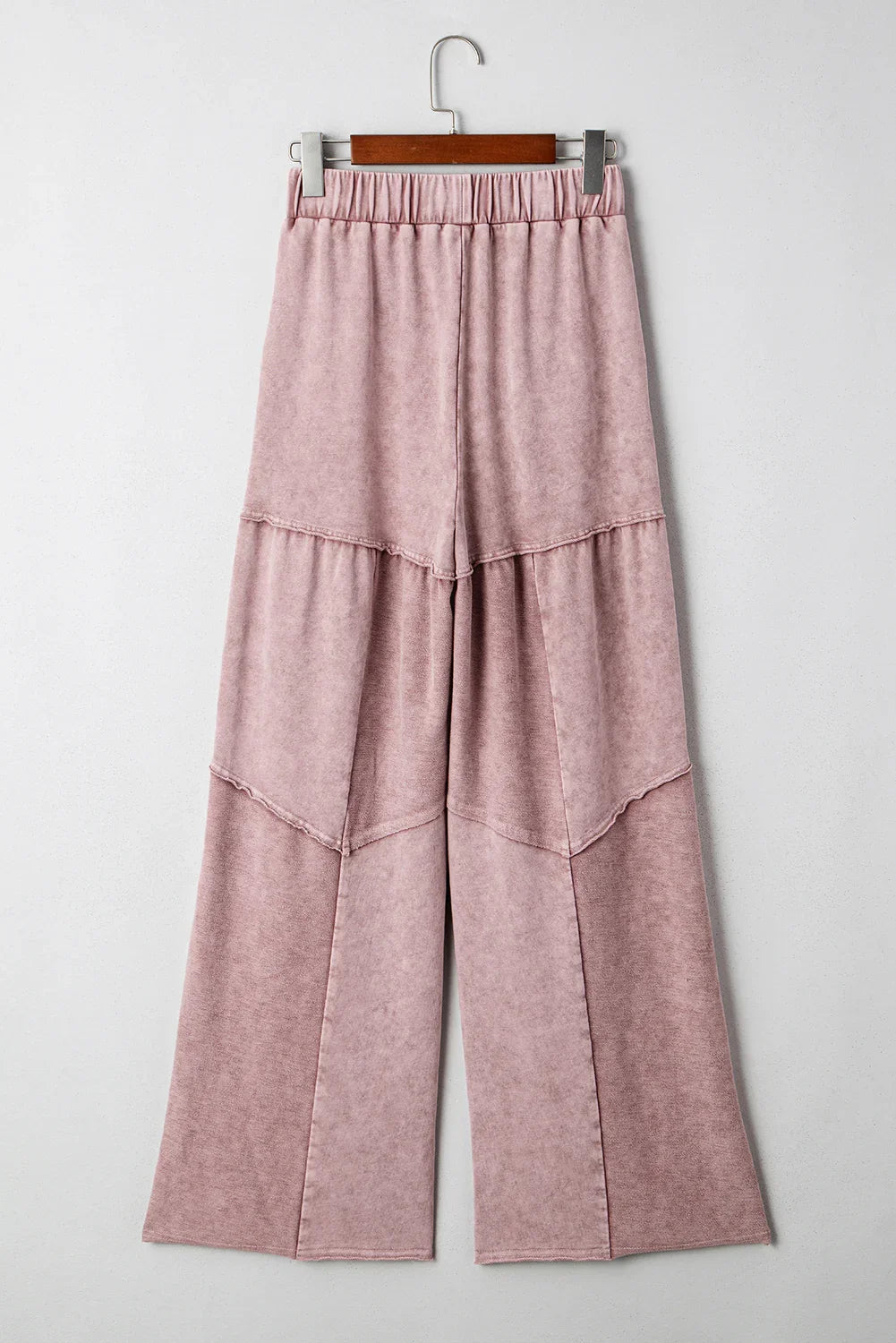 Mineral Wash Tiered Wide Leg Patchwork Drawstring Pants