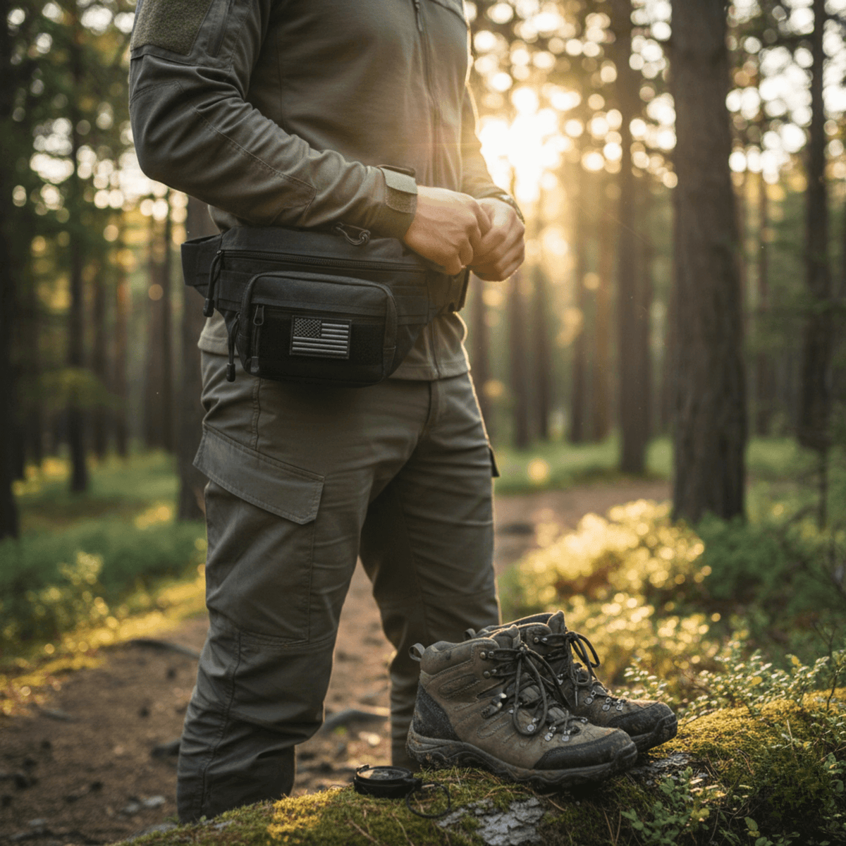 XGear Tactical Hunting Fanny Pack with USA Flag Patch