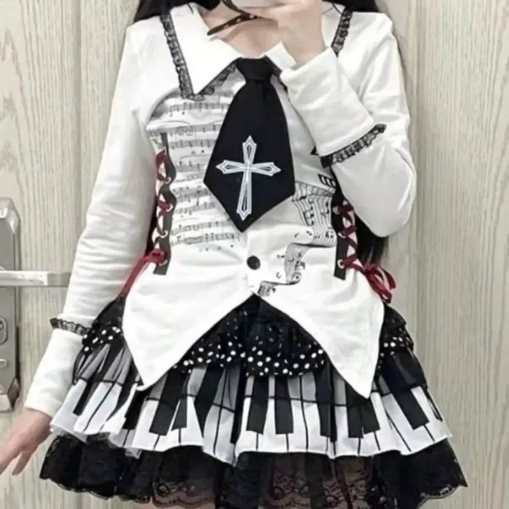 Harajuku Gothic Lolita Lace Skirt – Y2K Punk Fairy Grunge Kawaii