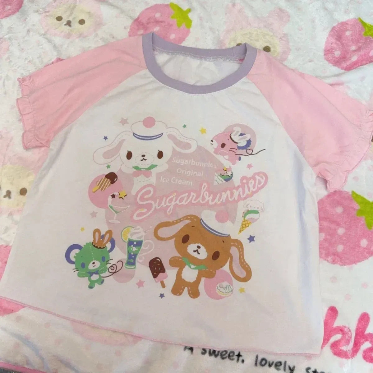 Kawaii Cartoon Print Short Sleeve  Shirt