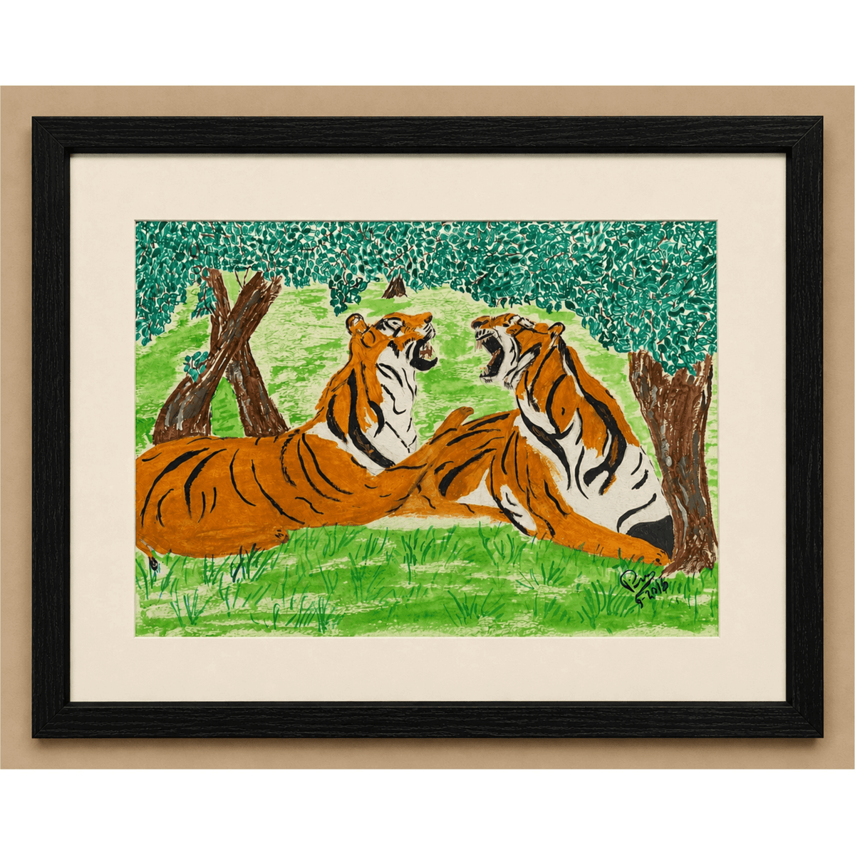 PimsArt Fierce Roaring Tiger Pair Mug From Original Painting