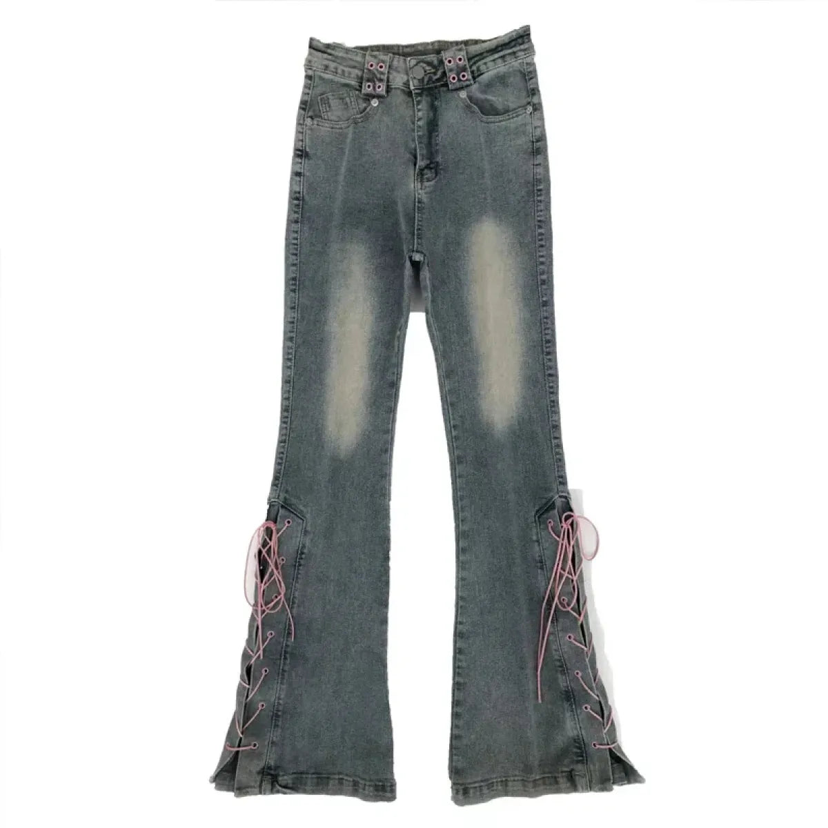 Denim Vintage Harajuku Lace-Up Flare Jeans