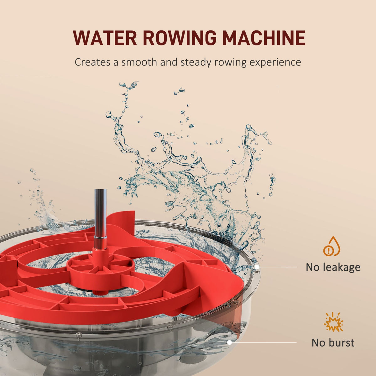 Foldable Water Rowing Machine With Adjustable Resistance, Wheels, LCD Monitor And Tablet Holder (SAK53758)