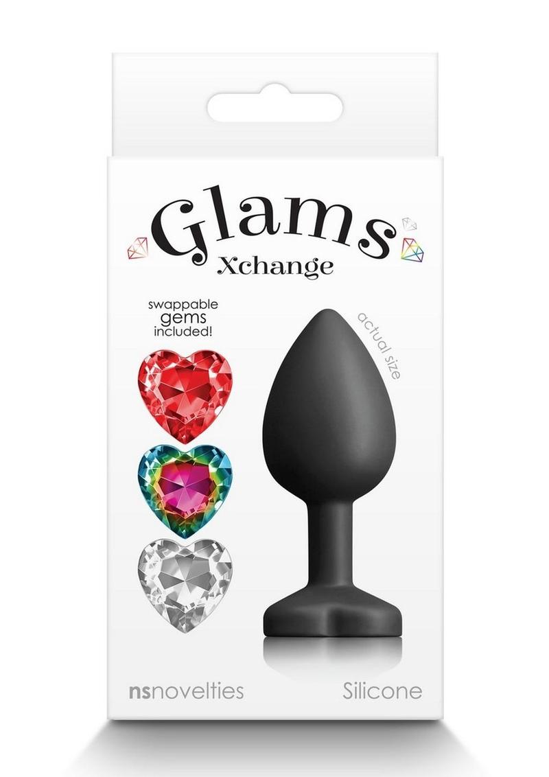 Glams Xchange Heart Silicone Anal Plug with Swappable Gems