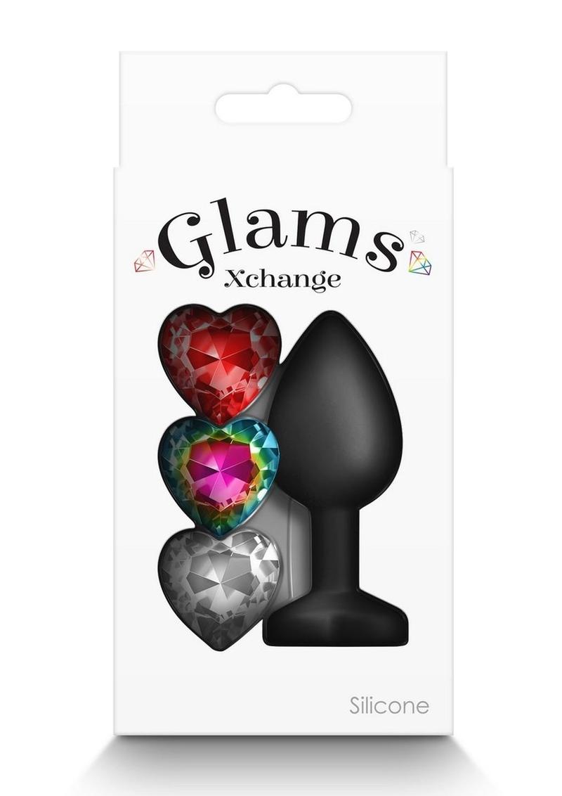 Glams Xchange Heart Silicone Anal Plug with Swappable Gems