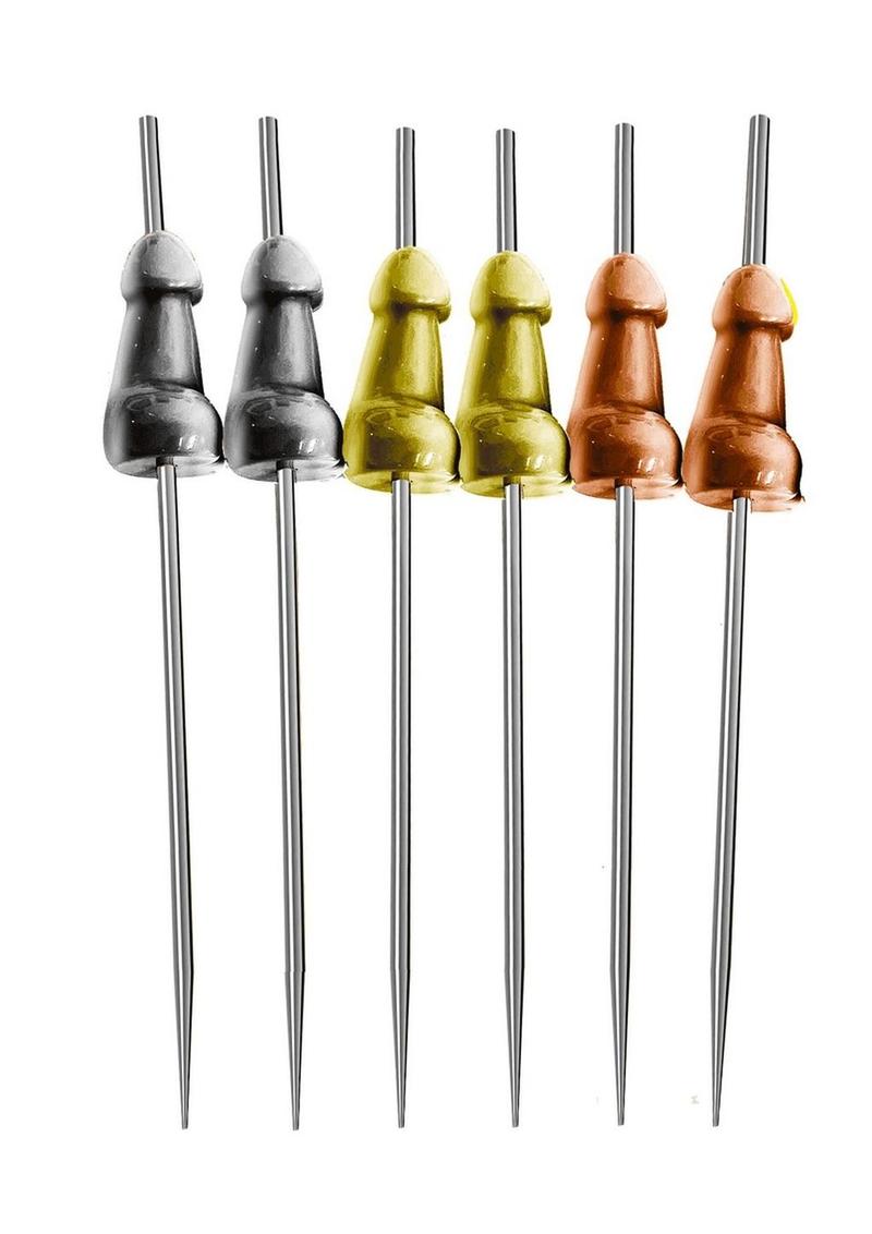 Glitterati Penis Party Hors D'Oeuvre Picks 6 Per Set Assorted Colors
