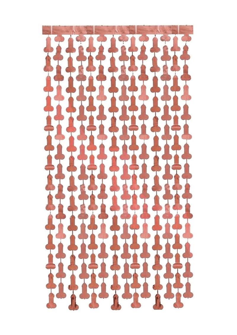 Glitterati Penis Party Metallic Curtains 2-Piece Set Rose Gold