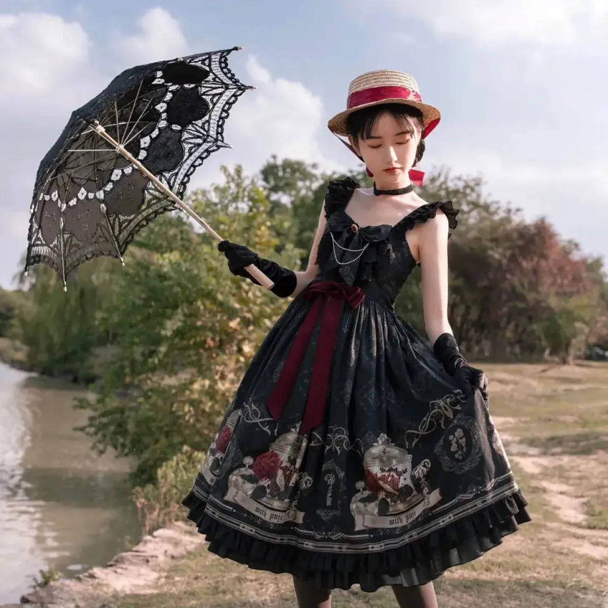 Gothic Lolita Print Dress