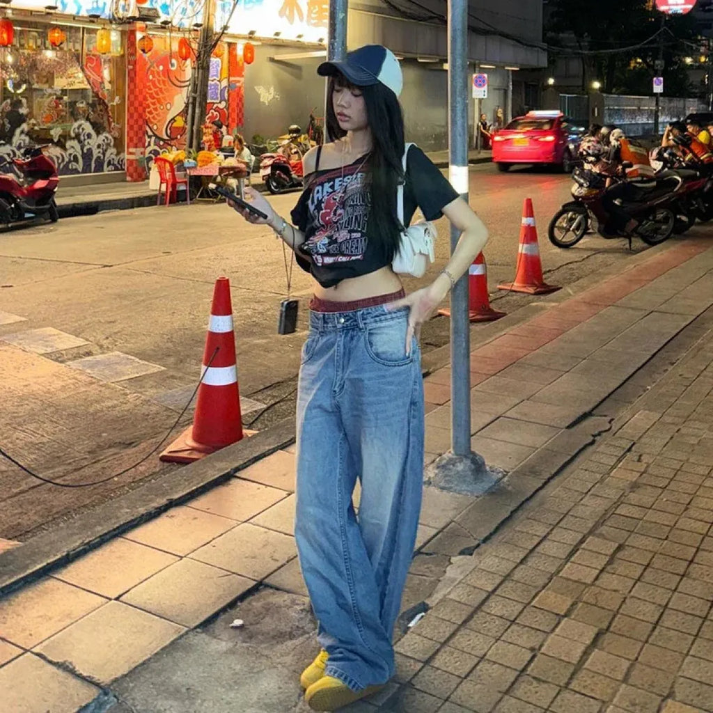 Harajuku Gothic Off-Shoulder T-Shirt