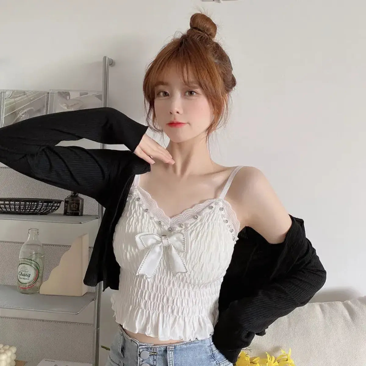 Harajuku Lace Bow Crop Top
