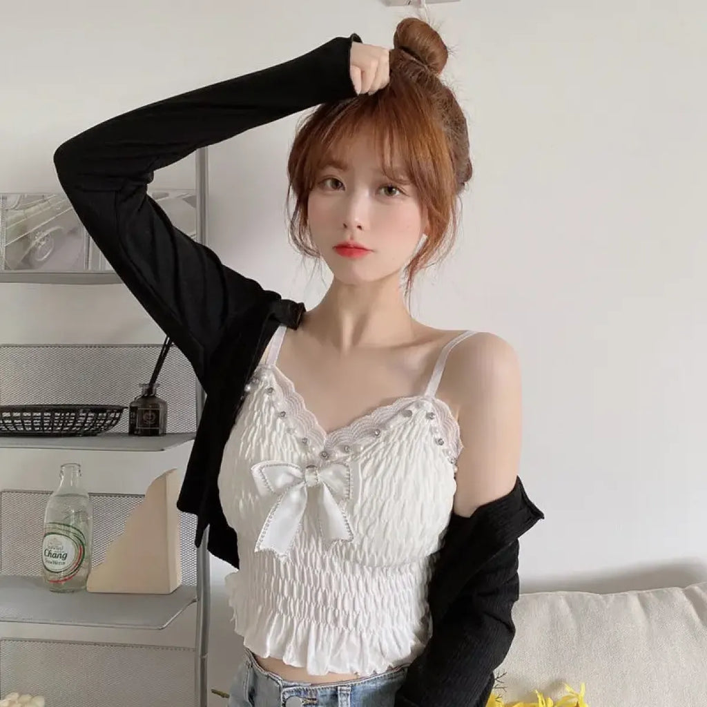 Harajuku Lace Bow Crop Top