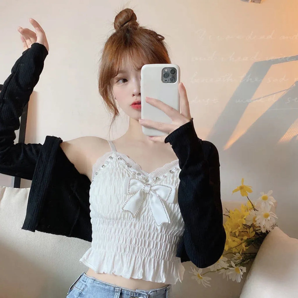 Harajuku Lace Bow Crop Top