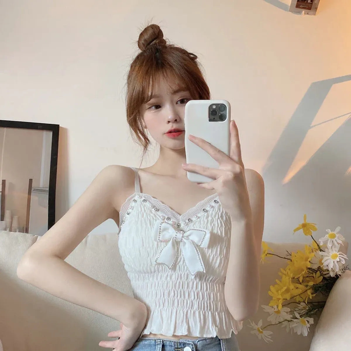 Harajuku Lace Bow Crop Top