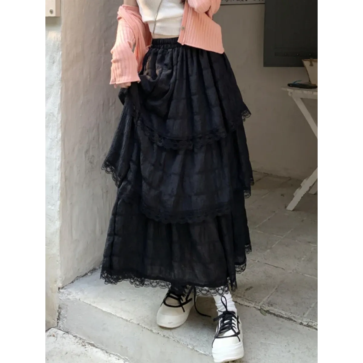 Harajuku Ruffle Lace Skirt