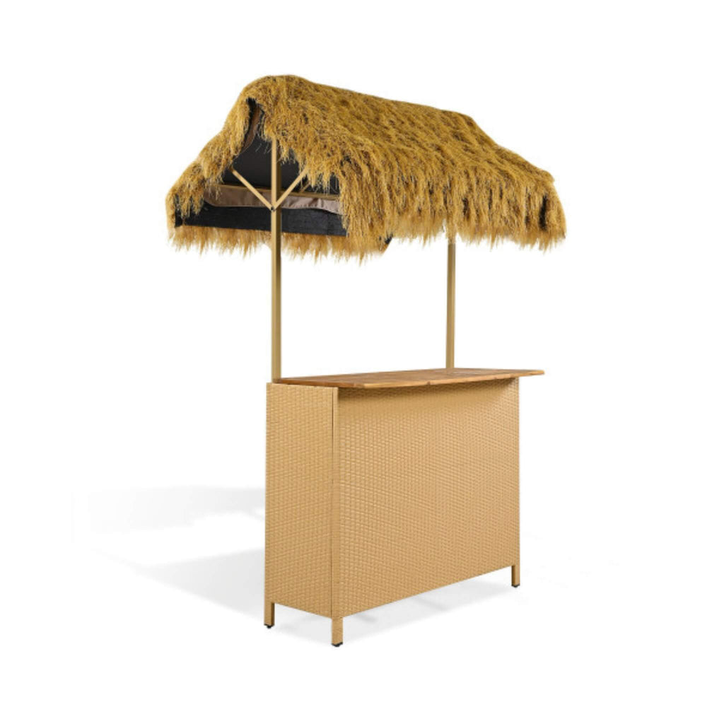 3-Piece Hawaiian Bar-Height Patio Set With Grass Canopy And Stools (SAK63047)