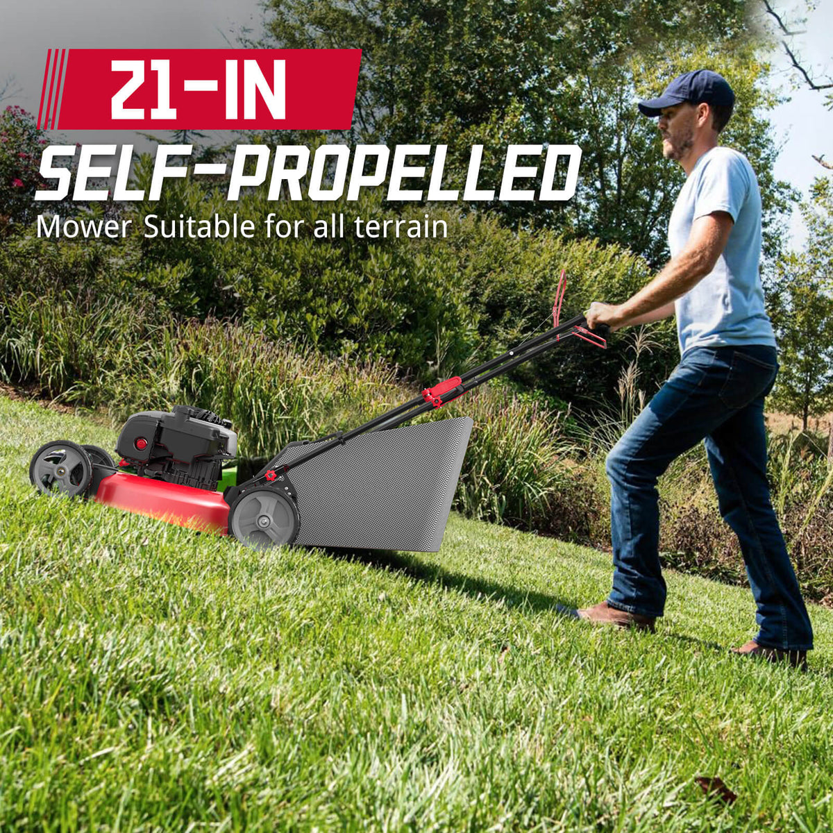 21" 140cc Gas Self-Propelled Lawn Mower with Briggs & Stratton Engine HB8622S