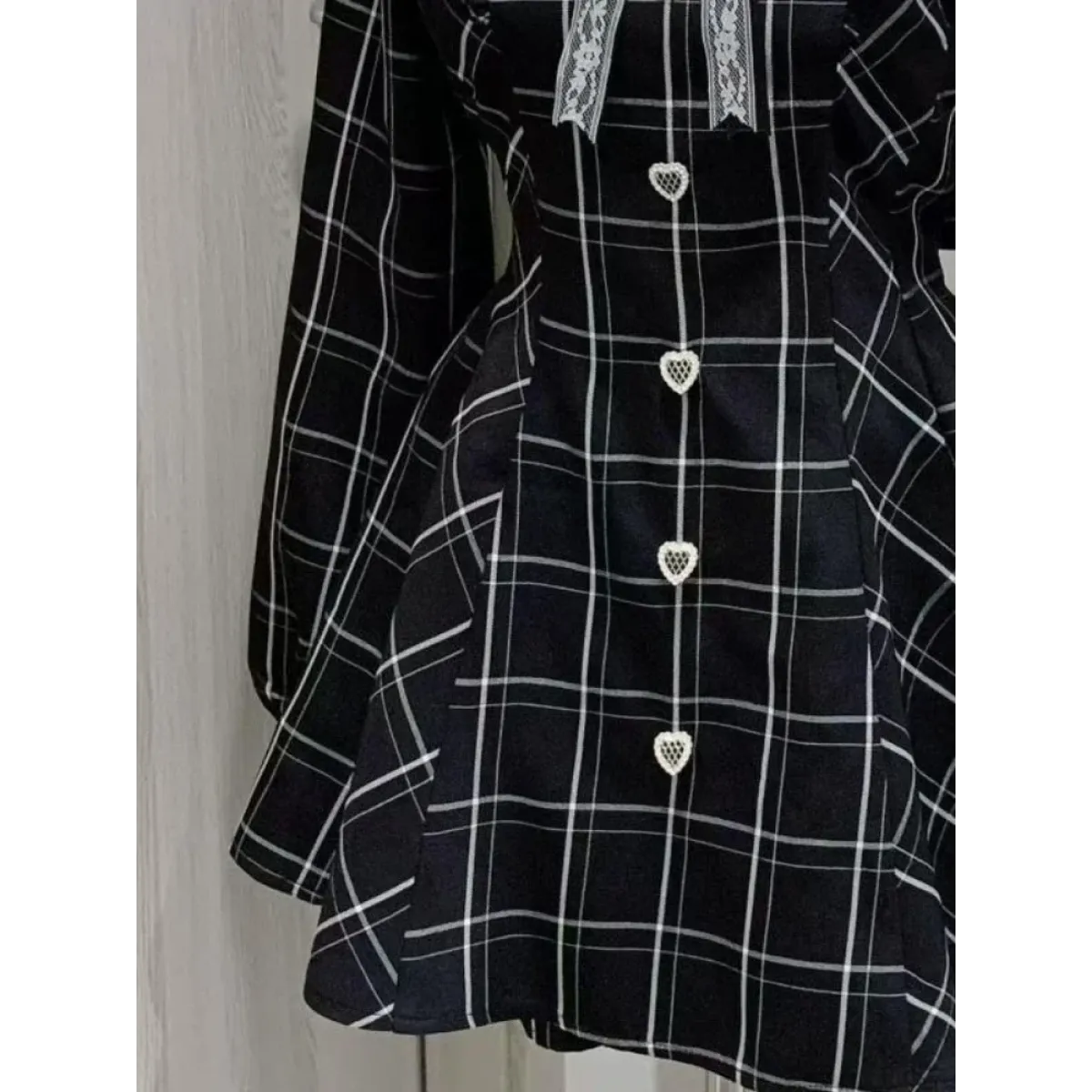 Lolita Plaid Lace Trim Dress