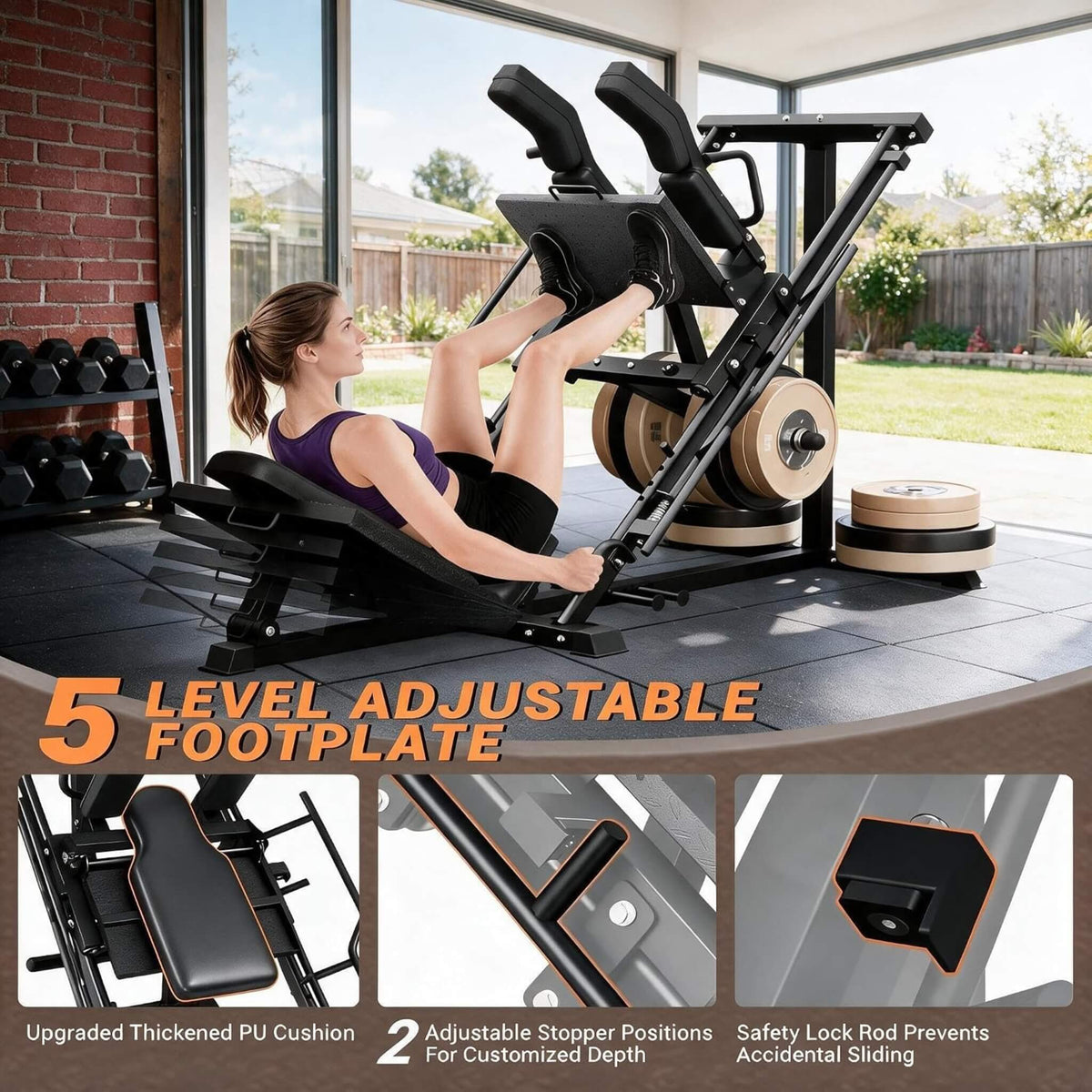 Heavy-Duty 2-In-1 Multifunctional Leg Press Hack Squat Machine (SAK24851)