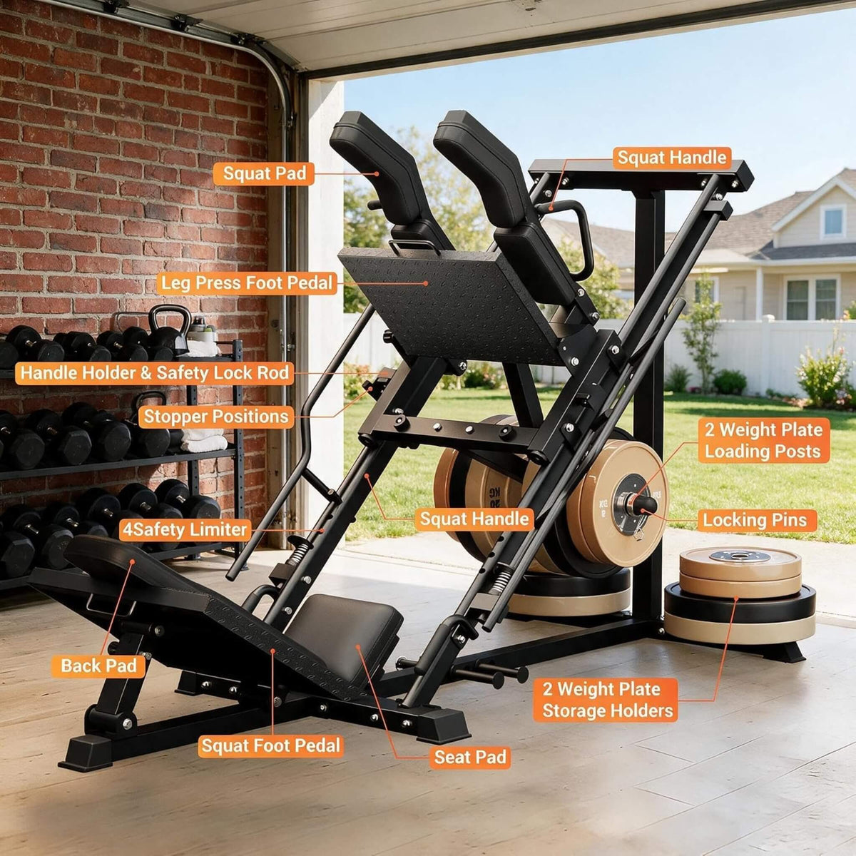 Heavy-Duty 2-In-1 Multifunctional Leg Press Hack Squat Machine (SAK24851)
