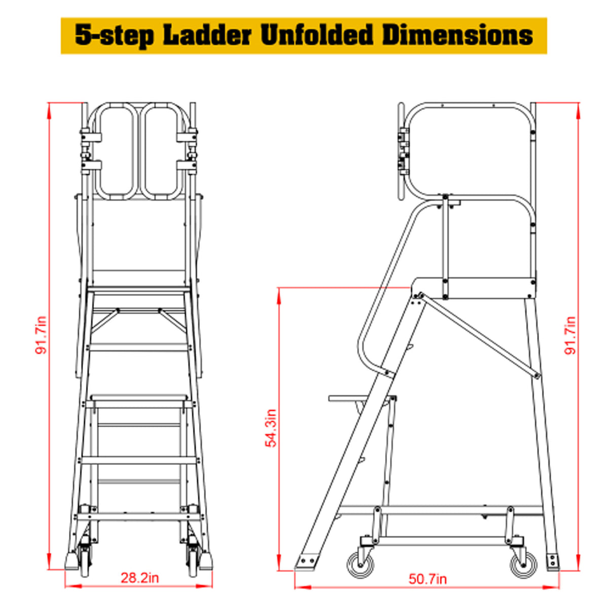 Heavy-Duty 375-Pound Aluminum Rolling Platform Ladder (SAK61724)