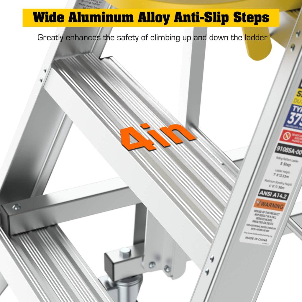 Heavy-Duty 375-Pound Aluminum Rolling Platform Ladder (SAK61724)