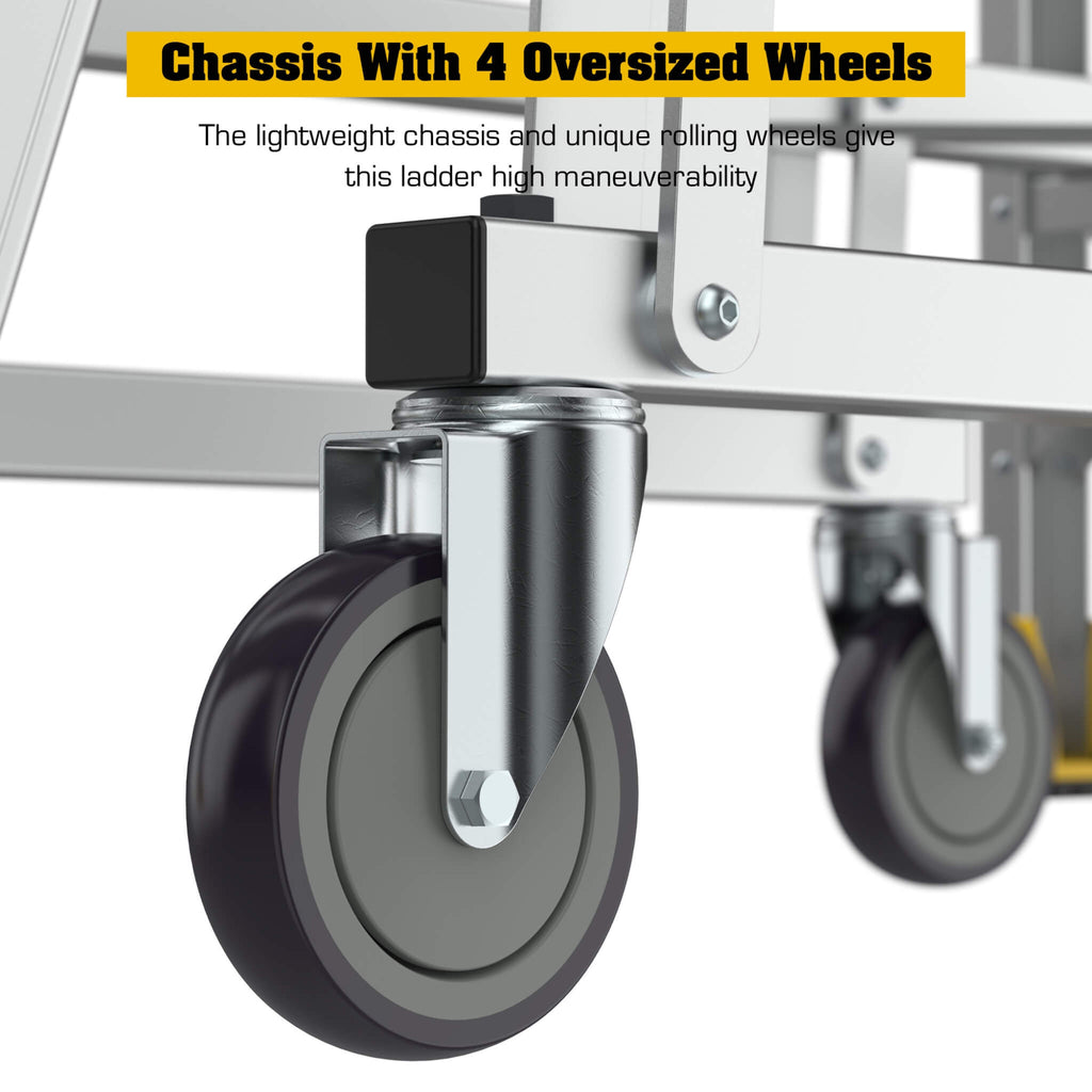 Heavy-Duty 375-Pound Aluminum Rolling Platform Ladder (SAK61724)