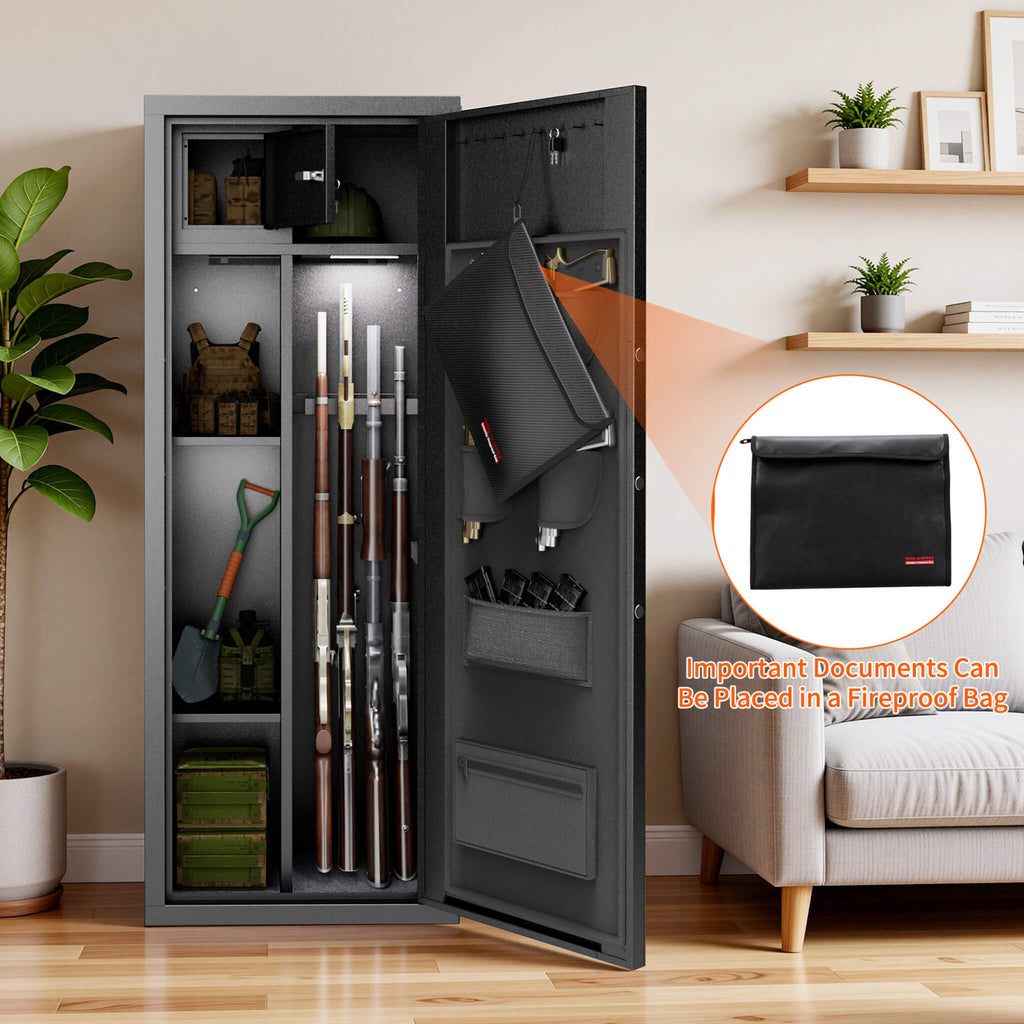 Heavy-Duty 8-Gun Fingerprint Lock Safe With Keypad, Alarm, Rifle And Pistol Storage (SAK21864)