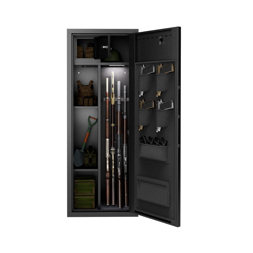 Heavy-Duty 8-Gun Fingerprint Lock Safe With Keypad, Alarm, Rifle And Pistol Storage (SAK21864)