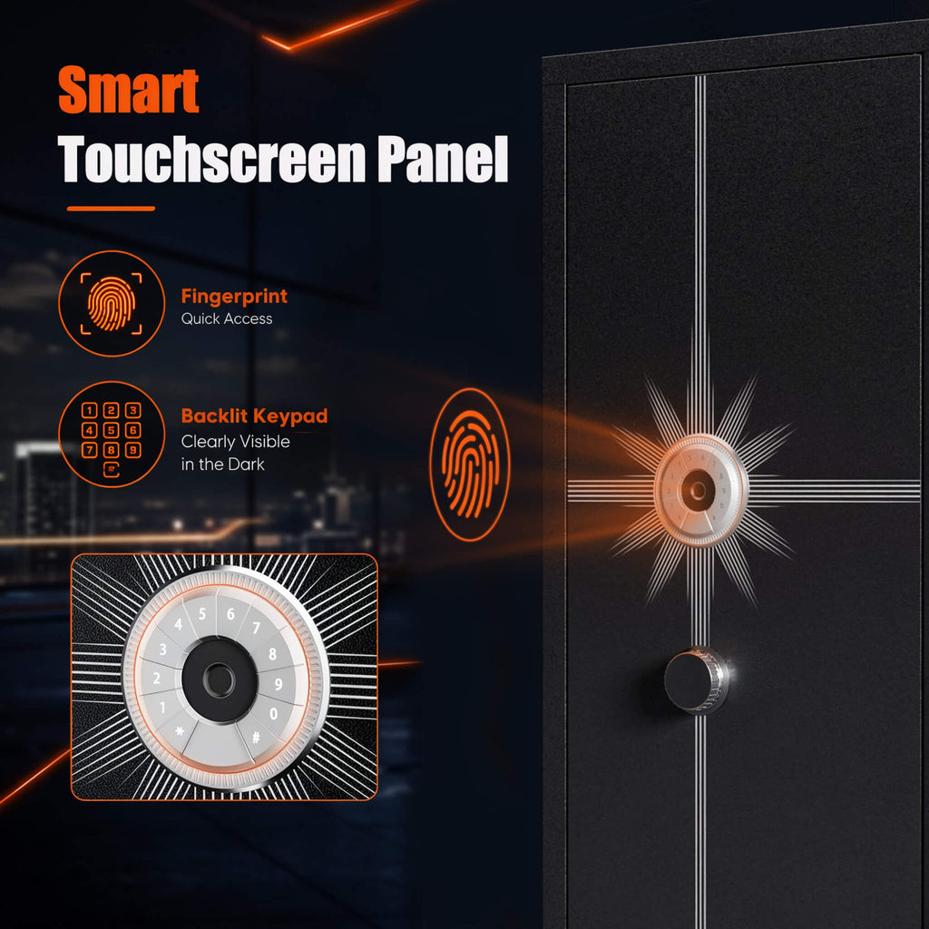 Heavy-Duty 8-Gun Fingerprint Lock Safe With Keypad, Alarm, Rifle And Pistol Storage (SAK21864)