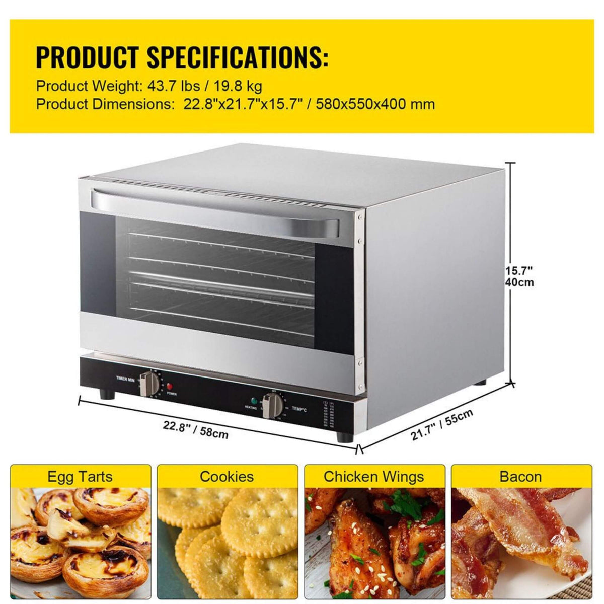 Heavy-Duty Commercial Stainless Steel Countertop Convection Toaster Oven (SAK51683)