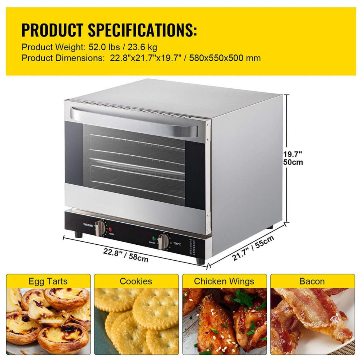 Heavy-Duty Commercial Stainless Steel Countertop Convection Toaster Oven (SAK51683)