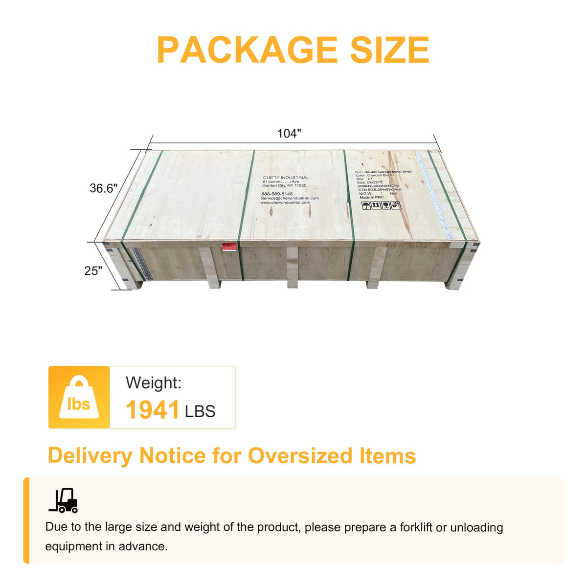 Heavy-Duty Double Garage Galvanized Steel Shed With Side Door (SAK84271)