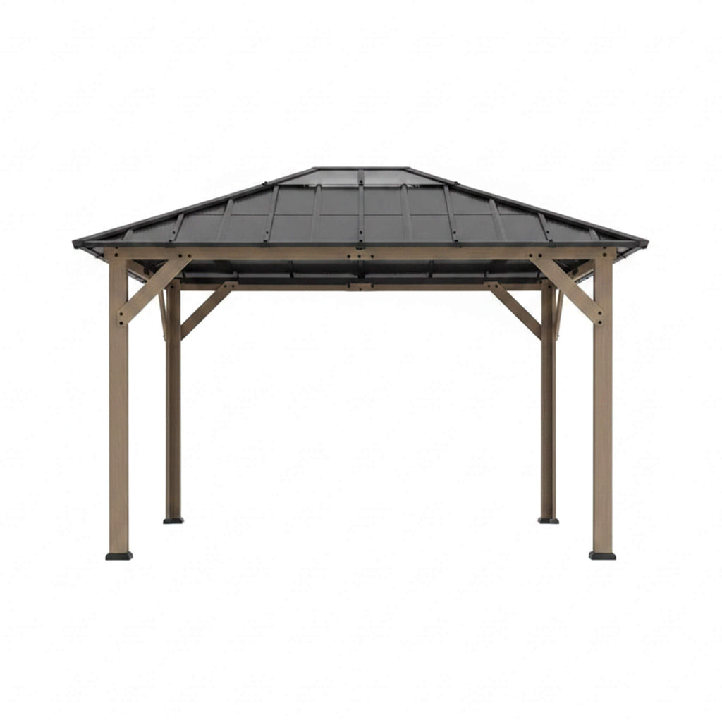 [08X10] Heavy-Duty Fir Wood Hardtop Gazebo With Galvanized Steel Roof And Ceiling Hooks (SAK29467)