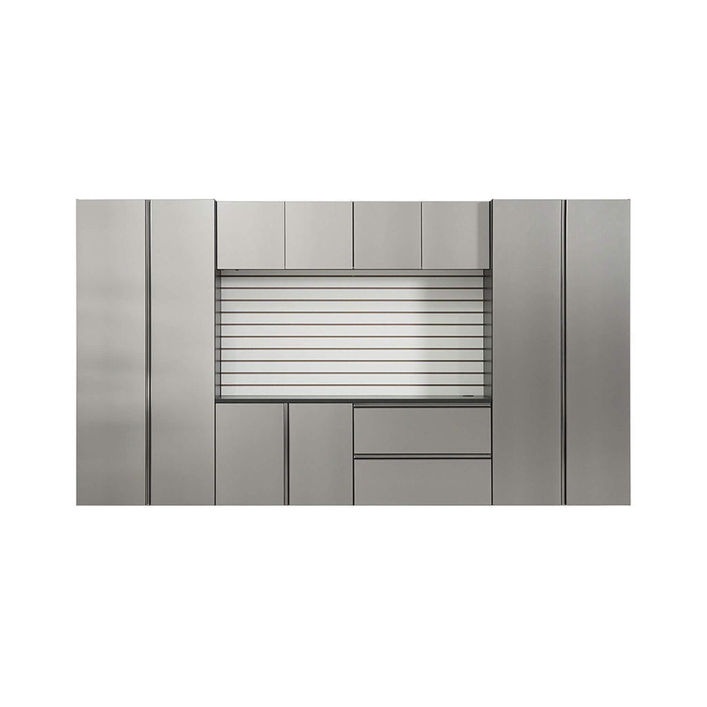 Heavy-Duty Wall-Mounted Metallic Gray Garage Cabinet Set With Soft Closing Doors And Drawers (SAK24368)