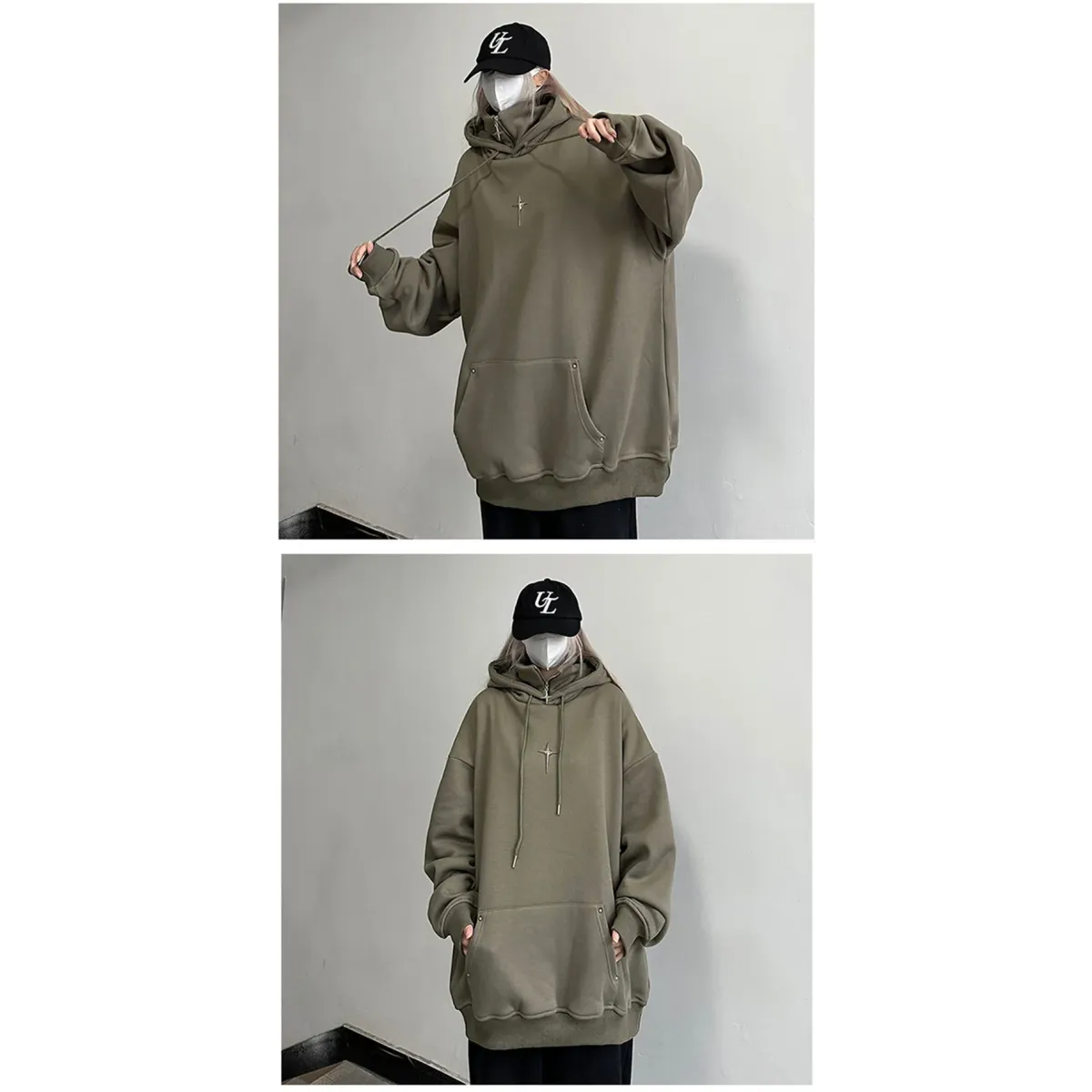 Harajuku High Neck Hoodie