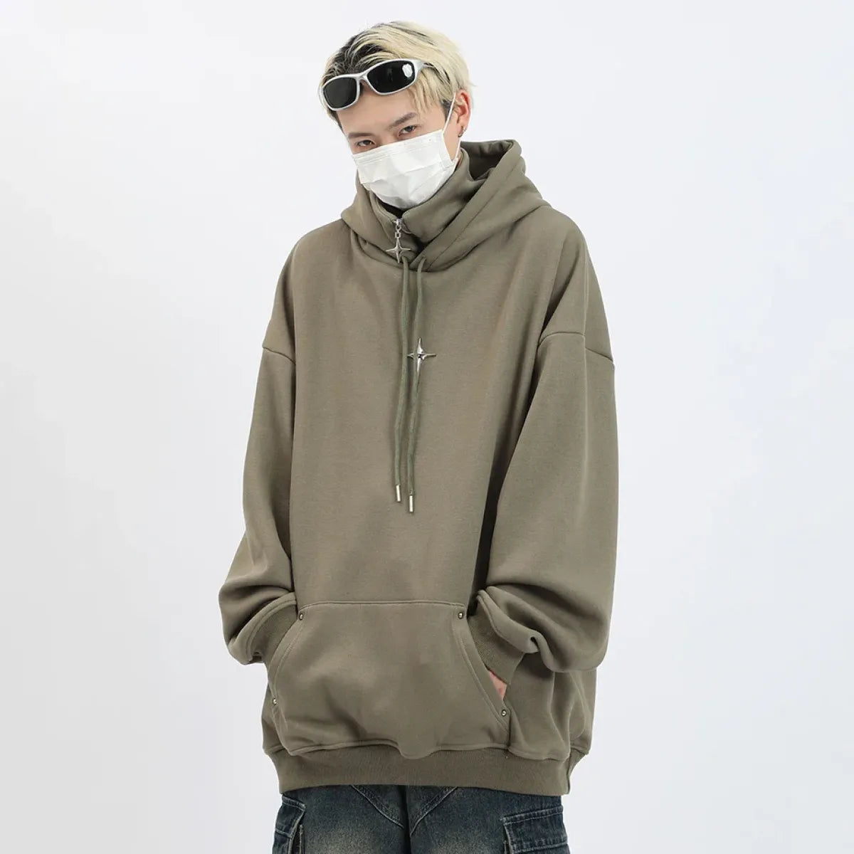 Harajuku High Neck Hoodie