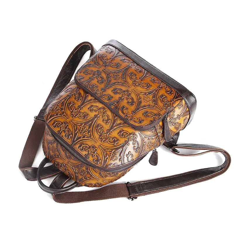 Hand Tooled Paulson/Baoerson Genuine Leather Backpack